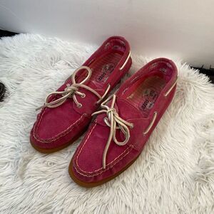 Sperry Sz 10 A/O Boat Shoes Fuchsia Suede